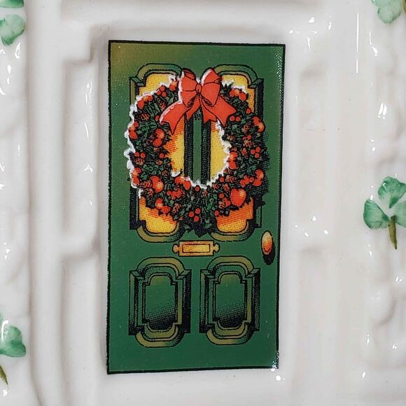 Belleek Christmas Ornament Dublin Doorways Ireland Green Shamrocks - Picture 2 of 5
